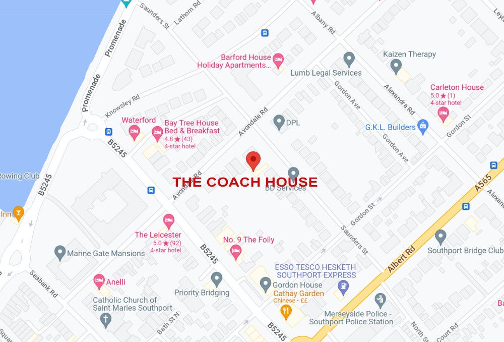 Map of the Coach House holiday home in Southport